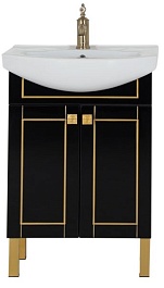Aquanet Тумба с раковиной "Честер 60" черный/золото – фотография-3