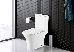 Azario Унитаз-компакт Fretta Round AZ-7121 безободковый с бачком с сиденьем микролифт белый – фотография-2