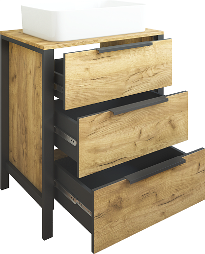 Sanflor Тумба под раковину Гард 70/2 дуб крафт золотой/черная – фотография-2