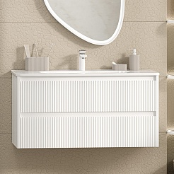 Brevita Тумба под раковину Riva 100 подвесная белая – фотография-5