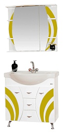 Misty Мебель для ванной Каролина 80 R желтое стекло – фотография-1