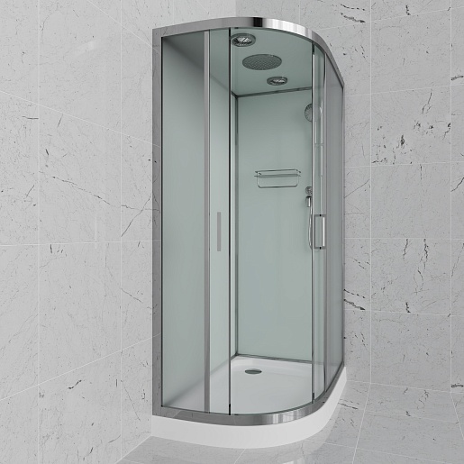 Frank Душевая кабина F418R M Brilliant с крышей профиль хром стекло матовое – фотография-2