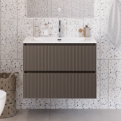 BelBagno Тумба с раковиной Uno mini 90 подвесная Бежевый матовый с раковиной BB-8099-3-90 – фотография-11