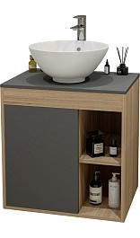 Teymi Тумба с раковиной Nura 70 дуб эврика/графит матовый T60530 раковина T50103 – фотография-1