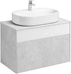 Акватон Тумба под раковину Марбл 80 подвесная слэйт/белая матовая – фотография-5