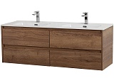 BelBagno Тумба с раковиной Kraft 140 подвесная 4 ящика Rovere Tabacco двойная раковина