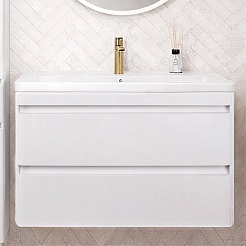 Vivon Тумба с раковиной Atwood 90 подвесная белая матовая – фотография-1