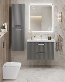 BelBagno Тумба с раковиной Due 80 подвесная Сатин ручки Белые – фотография-11