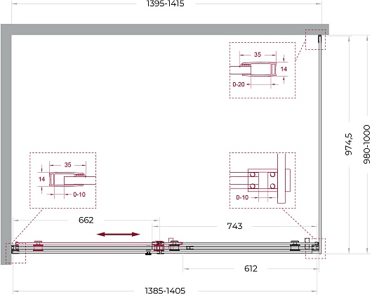 BelBagno Душевой уголок Soft Close-2 SOFT_CLOSE-2-AH-1-140/100-C-GM 140x100 профиль оружейная сталь стекло прозрачное – фотография-12