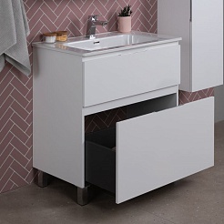 Aquanet Тумба с раковиной Алвита New 80 Flat белая матовая – фотография-4