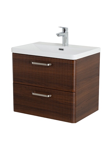 BelBagno Тумба с раковиной Due 50 подвесная Noce ручки Матовый атласный никель – картинка-11