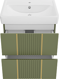 Brevita Тумба с раковиной Vega 60 подвесная зеленая/золото – фотография-4