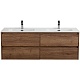 BelBagno Тумба под раковину Kraft 140 подвесная 4 ящика Rovere Tabacco двойная раковина – фотография-17