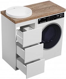 Brevita Мебель для ванной Grafit 100 под стиральную машину белая/махагон – фотография-10