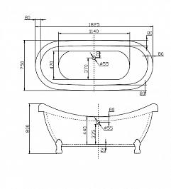 BelBagno Акриловая ванна BB05-CRM, ножки BB-LEG-EAGLE-CRM – фотография-4