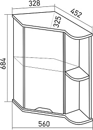Mixline Мебель для ванной Корнер 67.5 R угловая белая/дуб – фотография-15