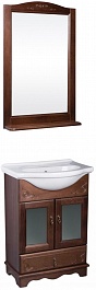 Bas Мебель для ванной Варна 60 орех, вставки стекло, ящик, зеркало – фотография-1