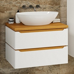 Mixline Мебель для ванной Виктория 70 L подвесная белая софт/дуб светлый – фотография-5