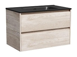 Sancos Тумба с раковиной Libra 80 дуб галифакс натуральный раковина Element 81 CN7005MB – фотография-1
