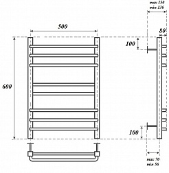 Point Полотенцесушитель электрический П8 500x600 PN90156SE хром – фотография-4