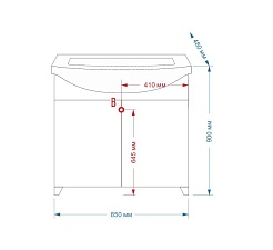 Misty Тумба с раковиной Джулия 85 прямая голубая – фотография-4