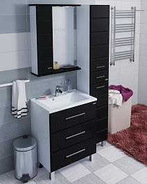 СанТа Мебель для ванной Омега 65 L напольная черная – фотография-1