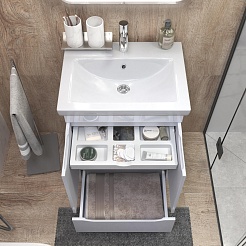 Vigo Тумба с раковиной Grani 600-2-1 белая – фотография-4