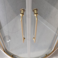 Cezares Душевой уголок Relax 304 RELAX-304-R-2-90-C-BORO 90x90 профиль брашированное золото стекло прозрачное – фотография-5
