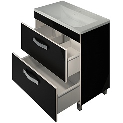 Какса-а Мебель для ванной Хилтон 80 напольная, черная – фотография-6