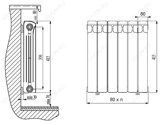 Rifar Радиатор Monolit 500 6 секций 1/2' – фотография-4