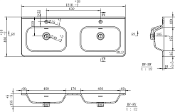 Brevita Тумба с раковиной с двумя чашами Wine 120 подвесная белая – фотография-11