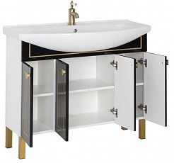 Aquanet Мебель для ванной "Честер 105" черный/золото – фотография-8