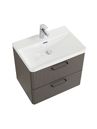 BelBagno Тумба с раковиной Due 60 подвесная Оружейная сталь ручки Матовый тёмный никель – фотография-7