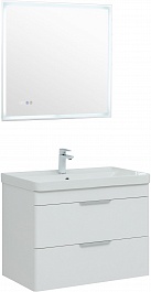 Aquanet Мебель для ванной Ирис New 80 2 ящика подвесная белая глянцевая – фотография-1