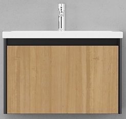 Velvex Тумба под раковину подвесная Klaufs 70 черная/дерево – фотография-1