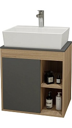 Teymi Тумба с раковиной Nura 60 дуб эврика/графит матовый T60529 раковина T50005 – фотография-1