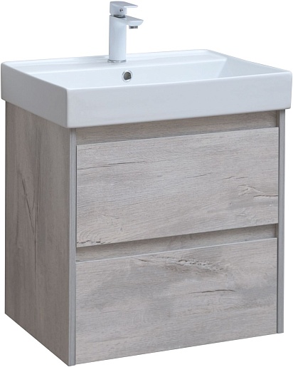 Aquanet Мебель для ванной Nova Lite 60 подвесная дуб белый – фотография-2