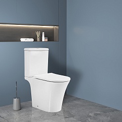 Azario Унитаз-компакт Vise AZ-1343BT безободковый с бачком с сиденьем микролифт белый – фотография-2