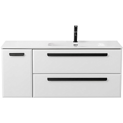 Cezares Тумба с раковиной Eco Cer-N 120-1 R bianco lucido CZR-8095-120-R ручки матовые чёрные – фотография-2
