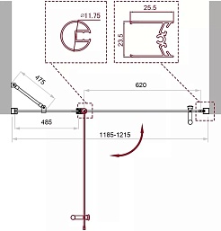 BelBagno Душевая дверь в нишу 120/190 UNO-B-12-50+70-C-Cr – фотография-3