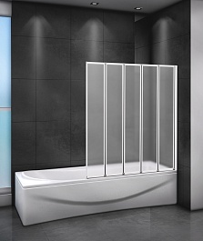 Cezares Шторка на ванну Relax RELAX-V-5-120/140-P-Bi-R 124 R профиль белый стекло матовое рифленое – фотография-2