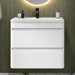 Vivon Тумба с раковиной Atwood 70 подвесная белая матовая – фотография-1