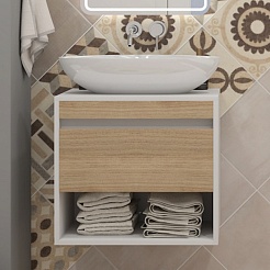 Teymi Тумба с раковиной Ritta 55 Ellie 60 подвесная белый/дуб – фотография-2