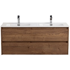 BelBagno Тумба под раковину Kraft 120 подвесная Rovere Tabacco двойная раковина – фотография-2