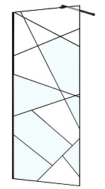 Azario Душевая перегородка Walk-in 120/195 стекло графический принт профиль матовый чёрный – фотография-1