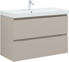 Aquanet Тумба с раковиной Джейн (Flat) 100 Flash подвесная бежевая матовая