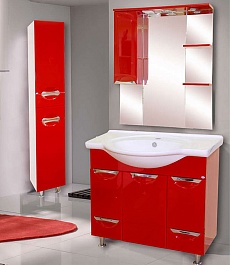 Misty Зеркальный шкаф Жасмин 75 L красный, эмаль – фотография-2