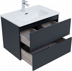 Aquanet Мебель для ванной Алвита New 70 2 ящика подвесная антрацит матовая – фотография-9