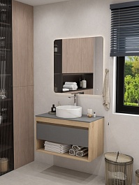 Teymi Накладная мебельная раковина Lina D35 мрамор белый матовый T50182 – фотография-4