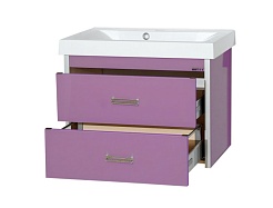 Misty Тумба с раковиной Джулия QVATRO 75 подвесная сиреневая – фотография-4